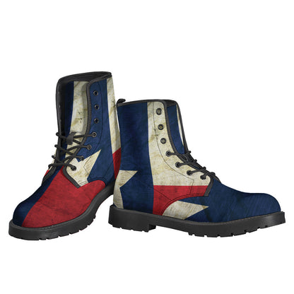 Texas Flag Print Leather Boots for Groovy Hippies - 3