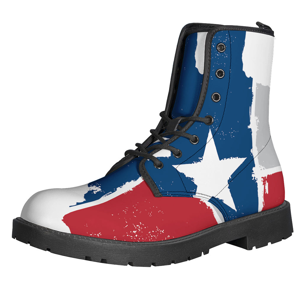 Texas State Flag Print Leather Lightweight Boots for the Free-Spirited Hippie - 1