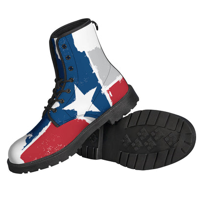 Texas State Flag Print Leather Lightweight Boots for the Free-Spirited Hippie - 2