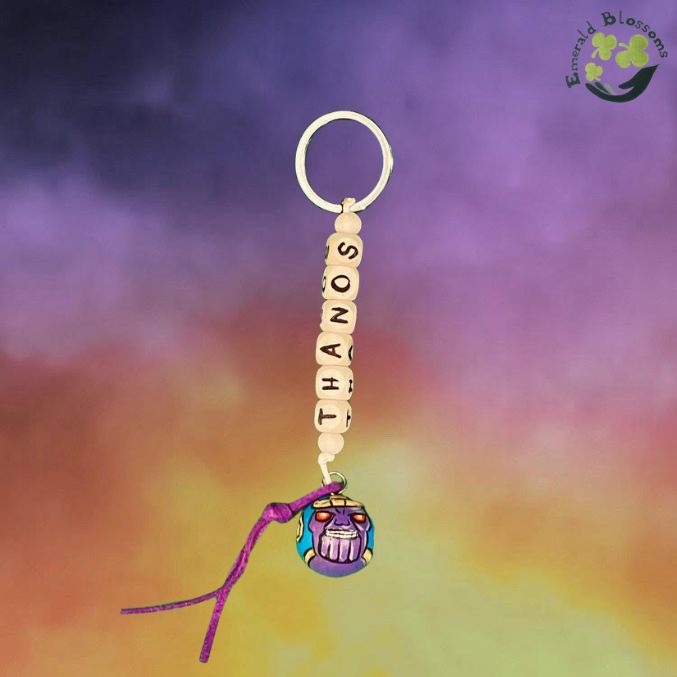Emerald Blossoms - Thanos Wooden Bead Keychain