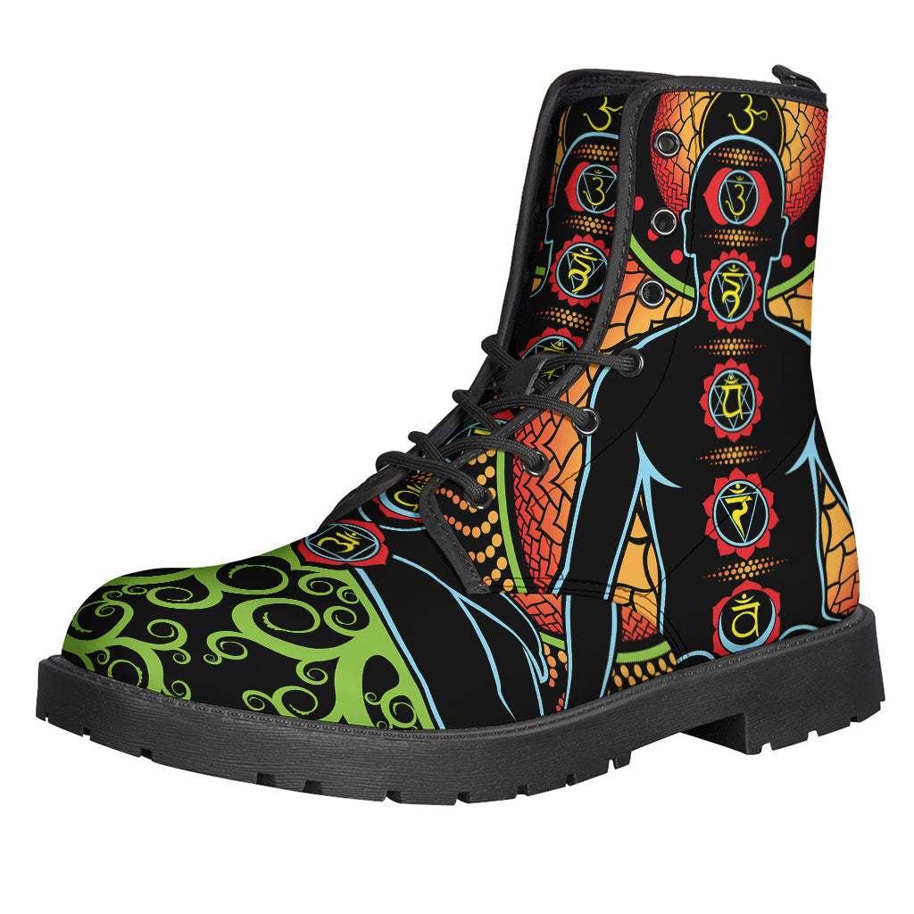 Chic and Conscious: The Seven Chakras Leather Lightweight Boots for Hippies - 1