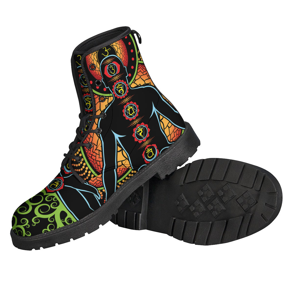 Chic and Conscious: The Seven Chakras Leather Lightweight Boots for Hippies - 2