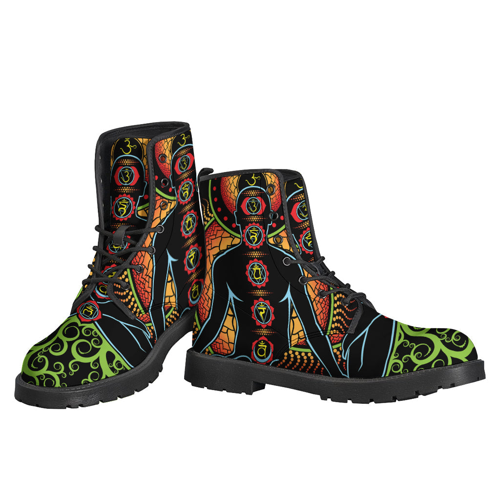 Chic and Conscious: The Seven Chakras Leather Lightweight Boots for Hippies - 3