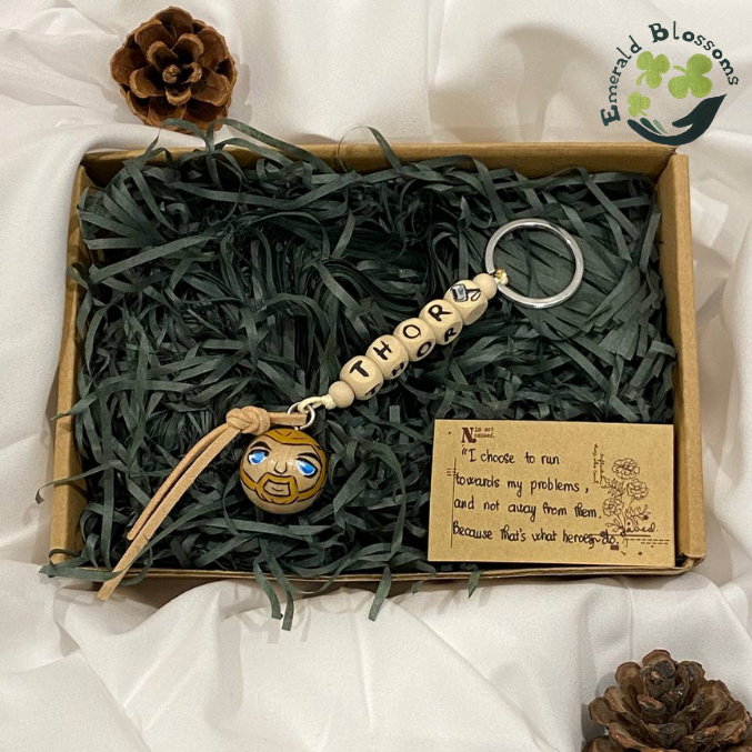 Emerald Blossoms - Thor Wooden Bead Keychain