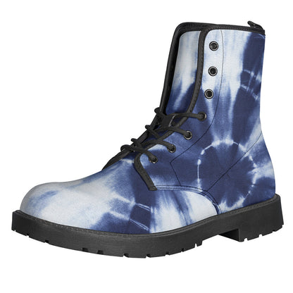 Groovy Vibes: Tie-Dye Shibori Leather Lightweight Boots for the Modern Hippie - 1