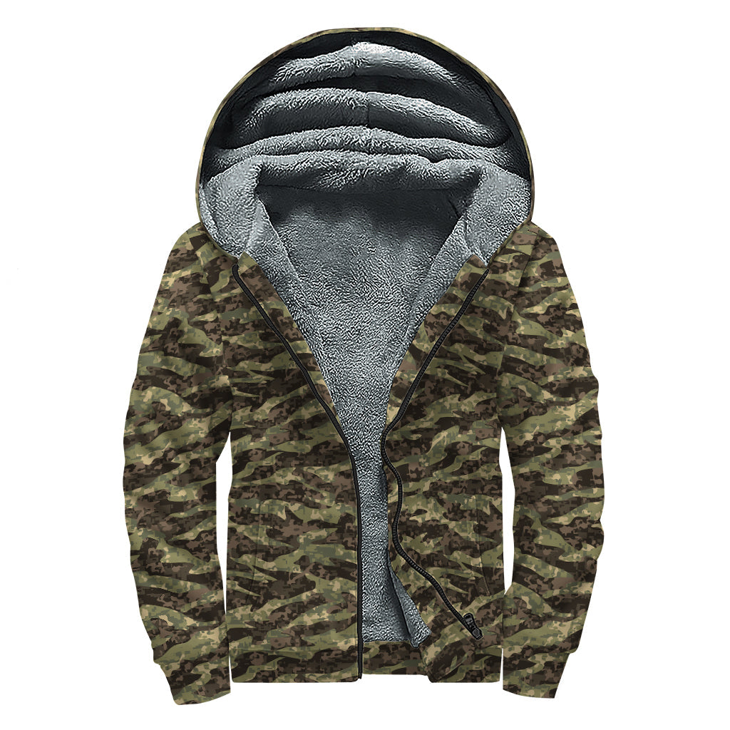 Tie-Dye Tiger Stripe Camo Sherpa Hoodie for Free-Spirited Hippies - 1