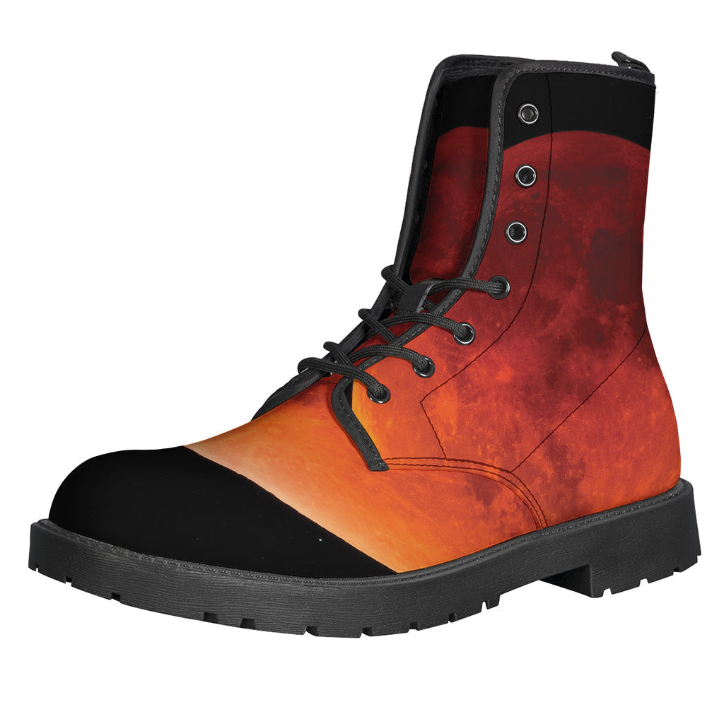 Total Lunar Eclipse Print Leather Hippie Boots - 1