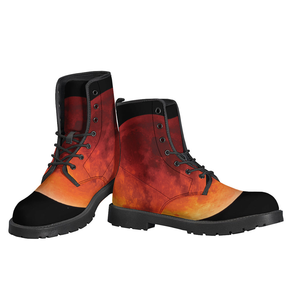 Total Lunar Eclipse Print Leather Hippie Boots - 3