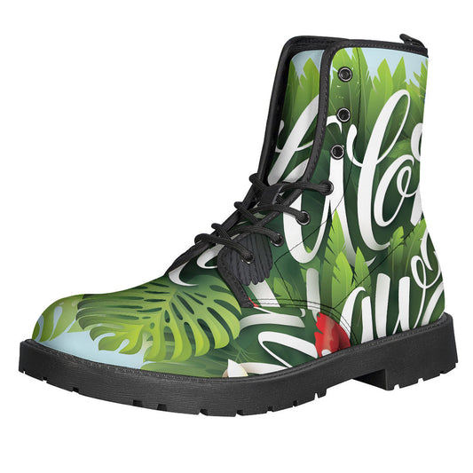 Toucan Aloha Hawaii Print Leather Boots: Embrace Boho Chic with Lightweight Hippie Style - 1