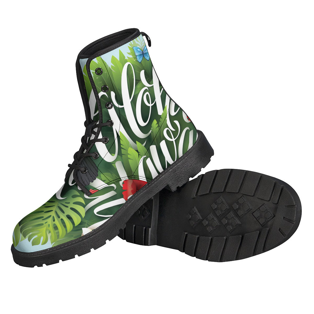 Toucan Aloha Hawaii Print Leather Boots: Embrace Boho Chic with Lightweight Hippie Style - 2