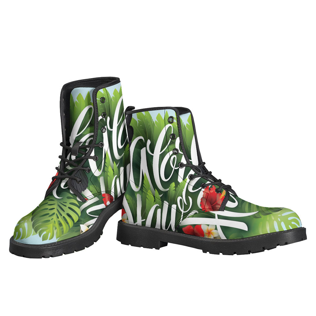 Toucan Aloha Hawaii Print Leather Boots: Embrace Boho Chic with Lightweight Hippie Style - 3