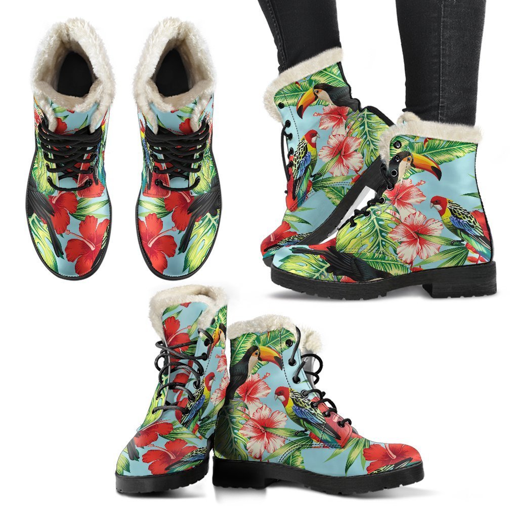 Tropical Vibes: Faux Fur Leather Boots for the Free-Spirited Hippie - 2