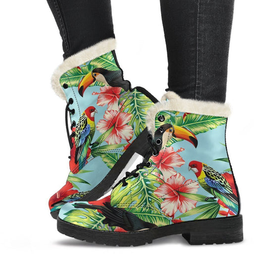 Tropical Vibes: Faux Fur Leather Boots for the Free-Spirited Hippie - 1