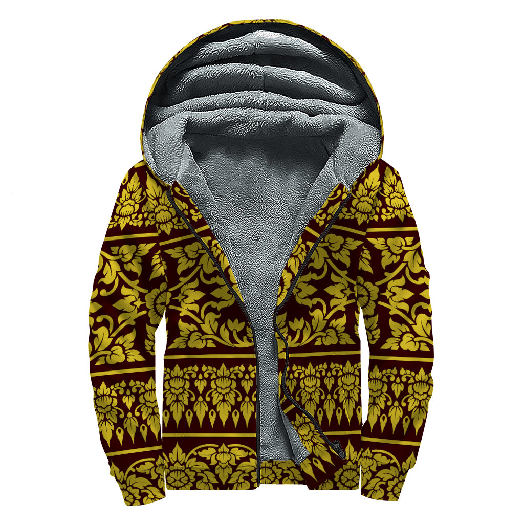 Thai Flower Power Sherpa Lined Zip Up Hoodie - 1