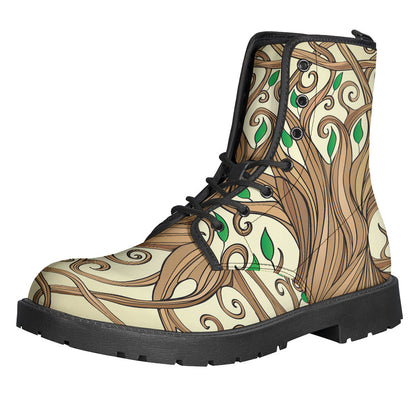 Tree of Life Celtic Symbol Leather Lightweight Boots for the Free-Spirited Hippie - 1