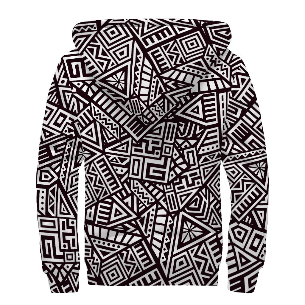 Boho Chic: Tribal Aztec Geometric Sherpa Lined Zip Up Hoodie - 2