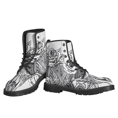 Wild and Free: Tribal Indian Bull Skull Print Leather Boots for the Modern Hippie - 3