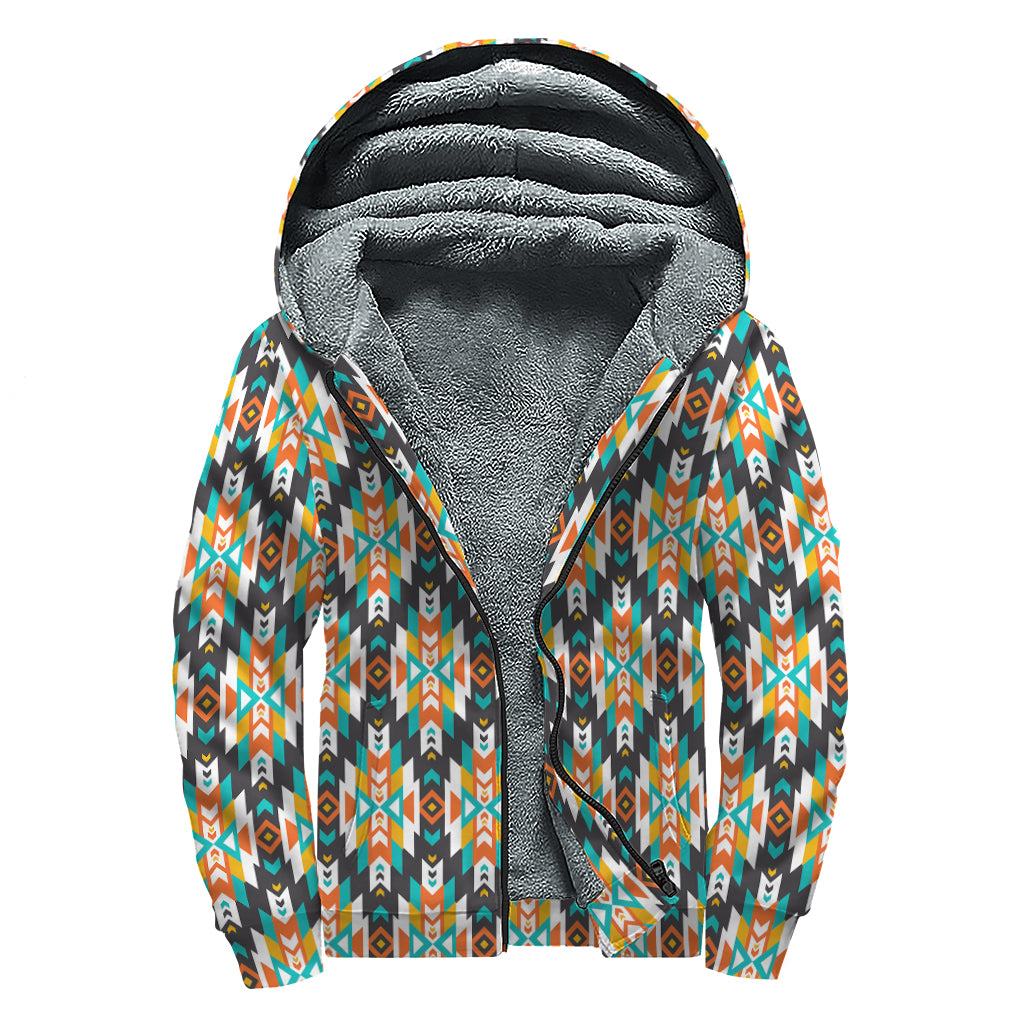 Tribal Inspired Sherpa Zip Up Hoodie for Free-Spirited Hippies - 1