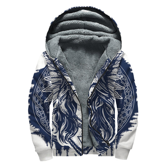 Tribal Native Indian Girl Print Sherpa Lined Zip Up Hoodie - Embrace the Boho Chic Vibe - 1