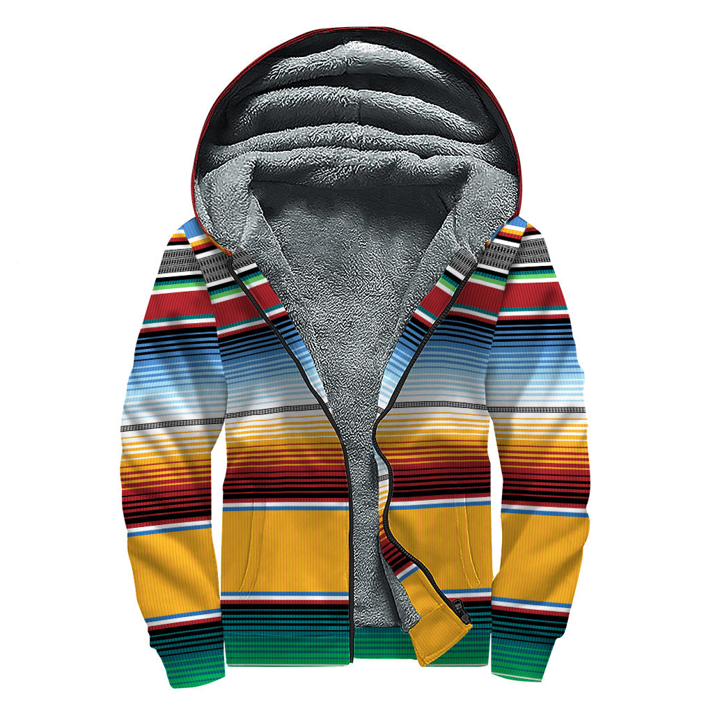 Boho Vibes: Tribal Serape Sherpa Lined Zip Up Hoodie - 1