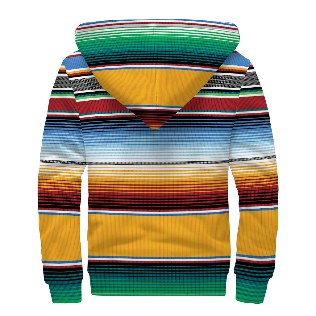 Boho Vibes: Tribal Serape Sherpa Lined Zip Up Hoodie - 2