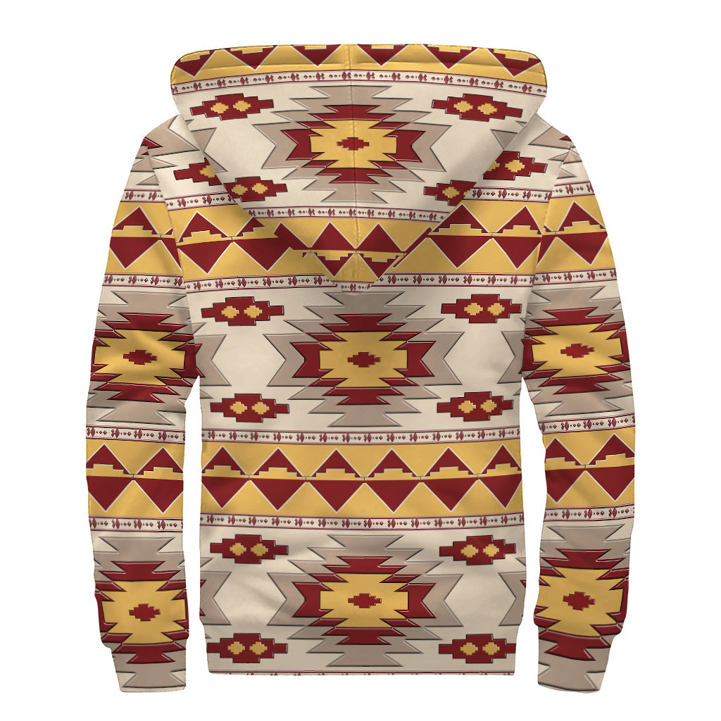 Spiritual Journey: Tribal Southwestern Navajo Pattern Sherpa Lined Hoodie - 2