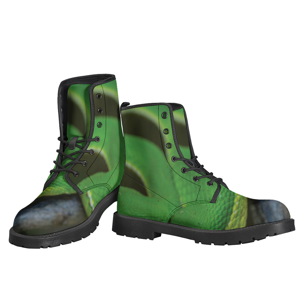 Trimeresurus Albolabris: Snake Print Leather Boots for the Free-Spirited Hippie - 3