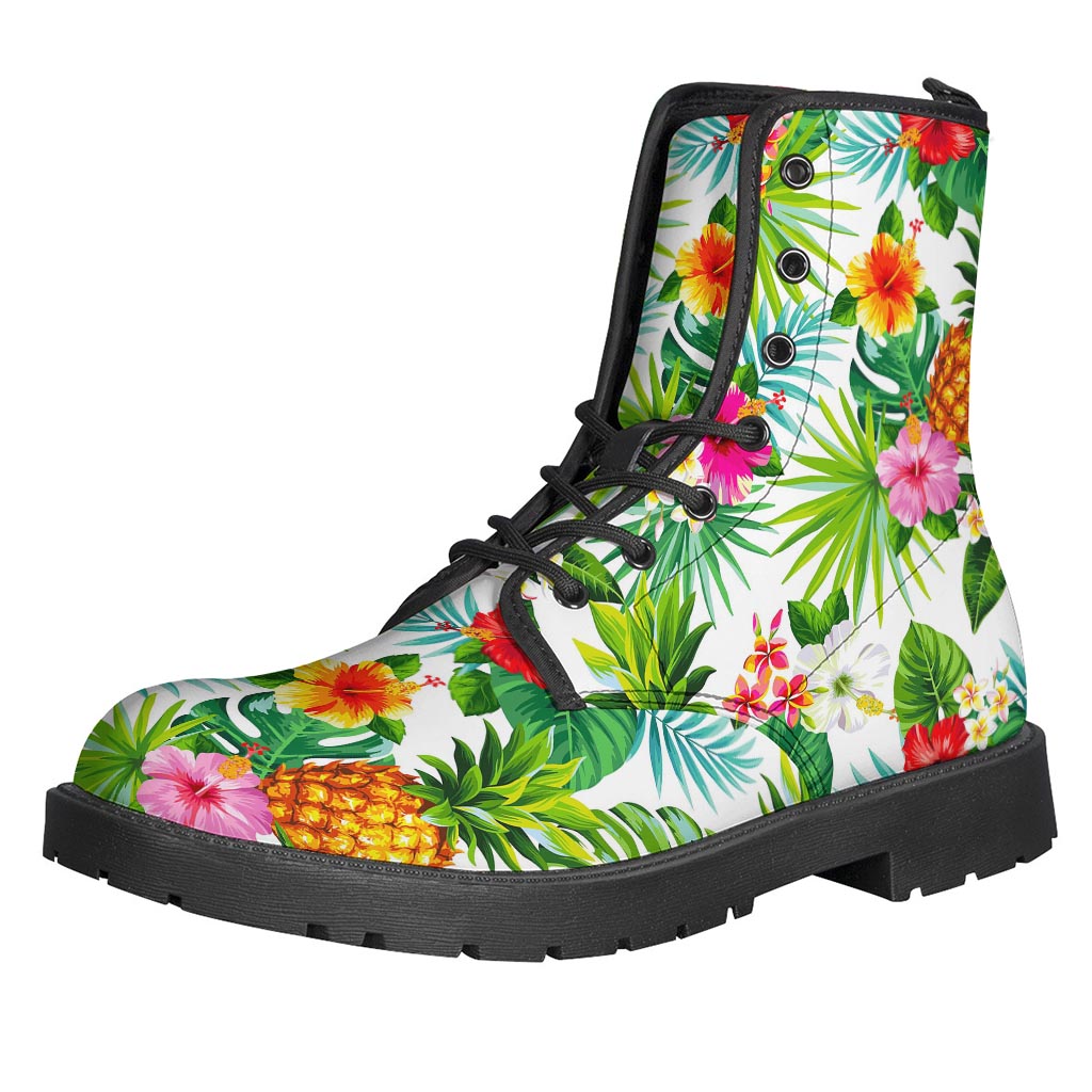 Get groovy with these Tropical Aloha Pineapple Pattern Print Leather Lightweight Boots for the Hippie Soul - 1