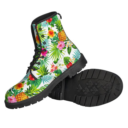 Get groovy with these Tropical Aloha Pineapple Pattern Print Leather Lightweight Boots for the Hippie Soul - 2