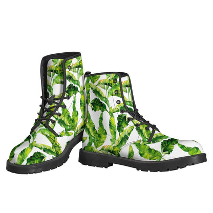 Tropical Banana Leaves Leather Boots for Hippie Fashionistas - 3