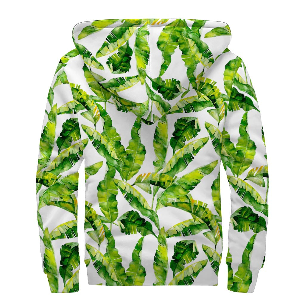 Tropical Banana Leaves Sherpa Lined Hoodie: Embrace Your Inner Hippie Style - 2