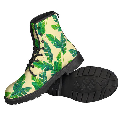 Step Into Summer with Tropical Banana Palm Leaf Leather Boots for Hippies - 2