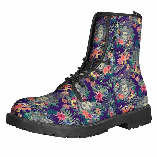 Step out in Style with Tropical Buddha Print Leather Boots - A Hippie's Essential! - 1