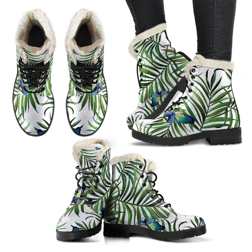 Step into the Summer of Love with Tropical Butterfly Faux Fur Leather Boots! - 2