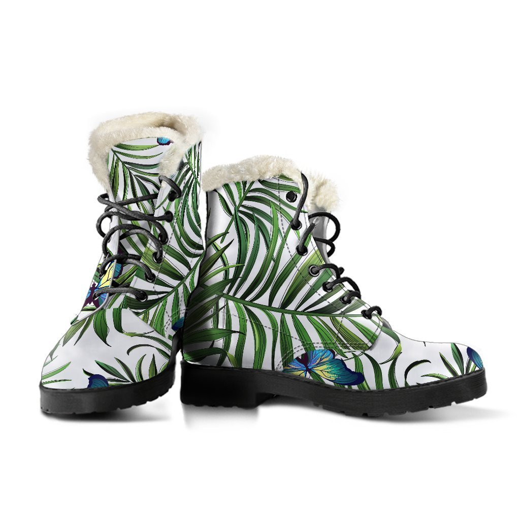 Step into the Summer of Love with Tropical Butterfly Faux Fur Leather Boots! - 3