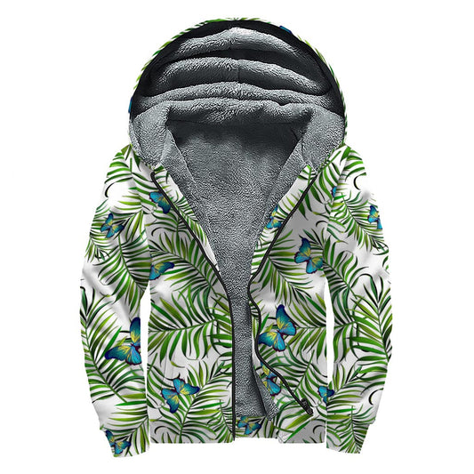 Tropical Butterfly Dreams: Sherpa Lined Zip Up Hoodie for Modern Hippies - 1