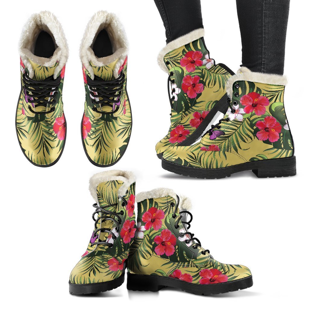 Tropical Exotic Hawaiian Faux Fur Leather Boots for the Ultimate Hippie Style - 2