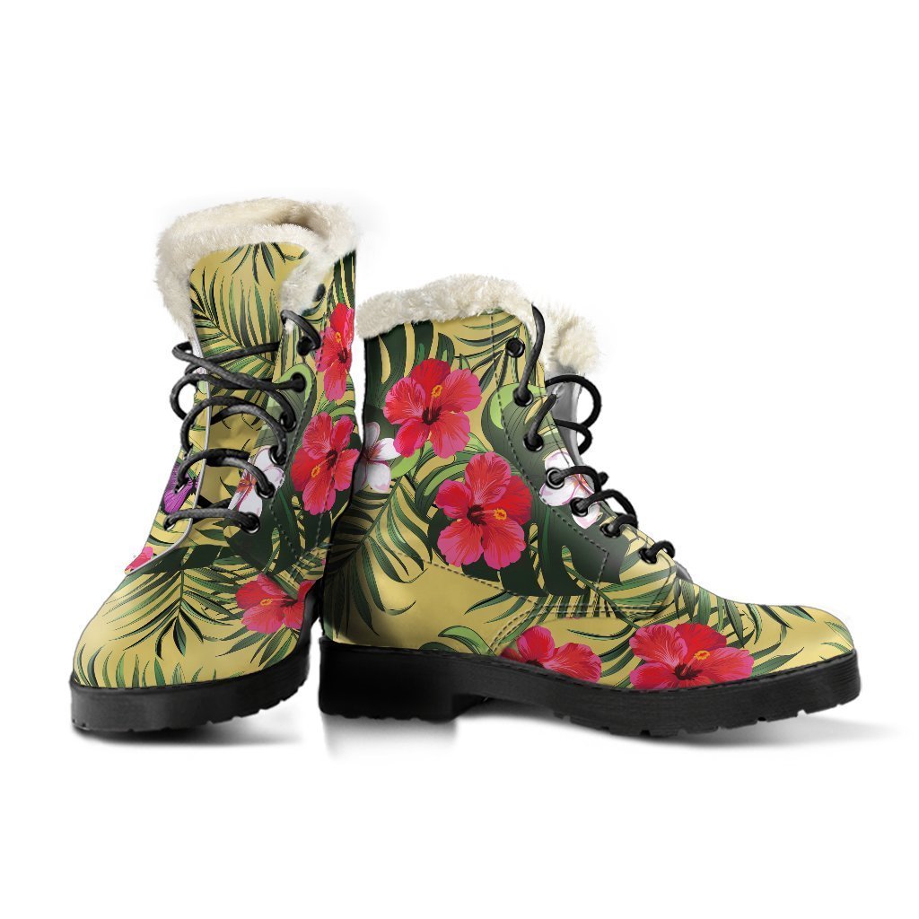 Tropical Exotic Hawaiian Faux Fur Leather Boots for the Ultimate Hippie Style - 3