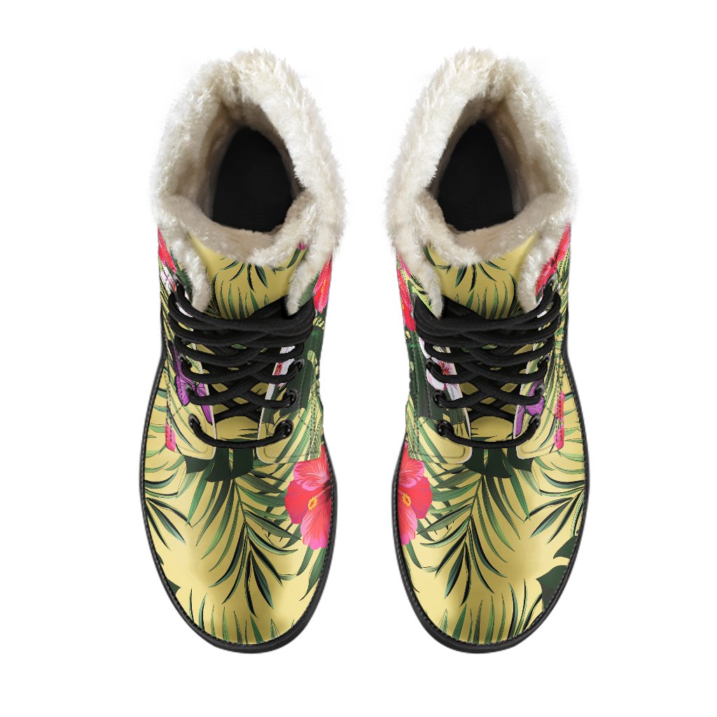 Tropical Exotic Hawaiian Faux Fur Leather Boots for the Ultimate Hippie Style - 4