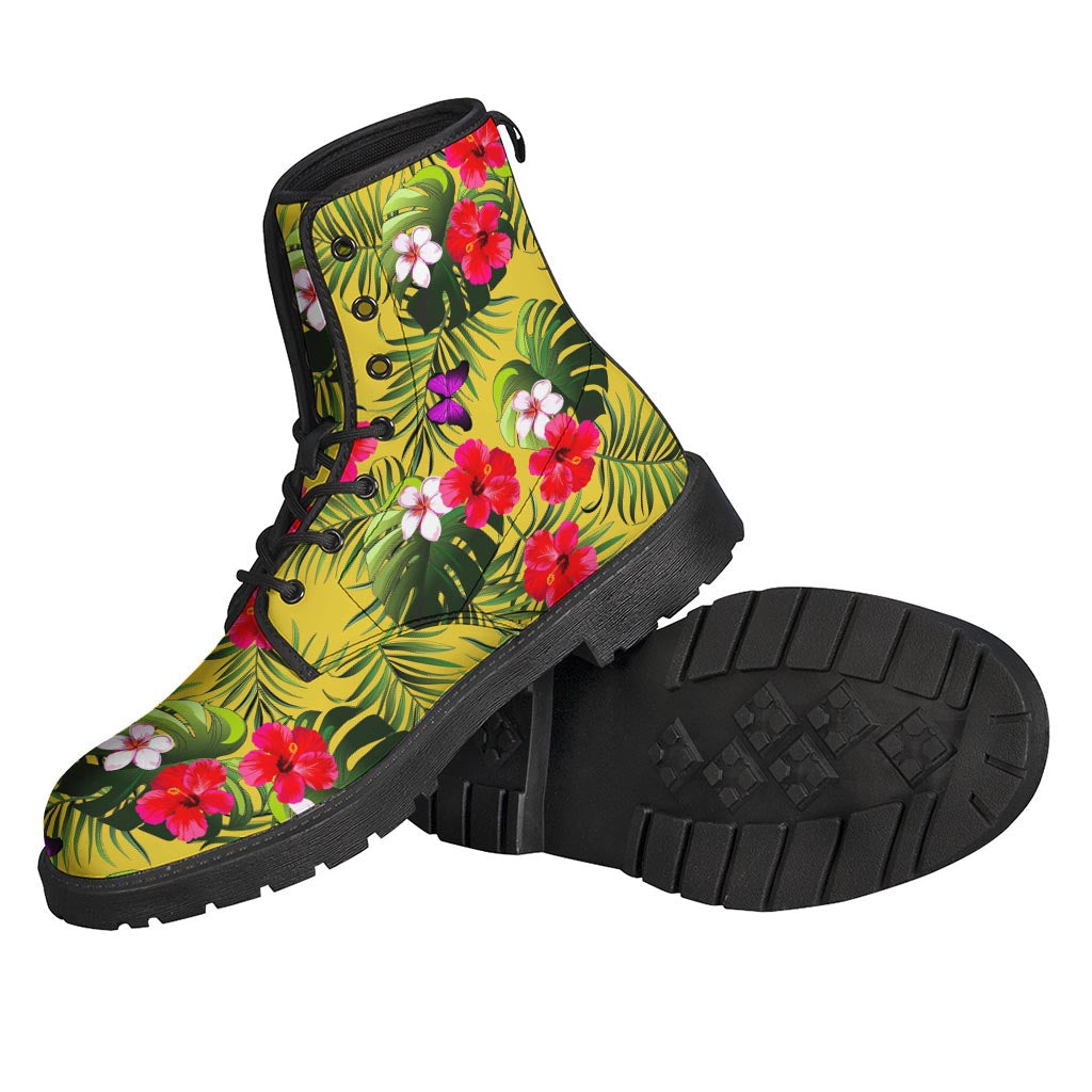 Tropical Exotic Hawaiian Pattern Leather Boots for the Peaceful Hippie Soul - 2