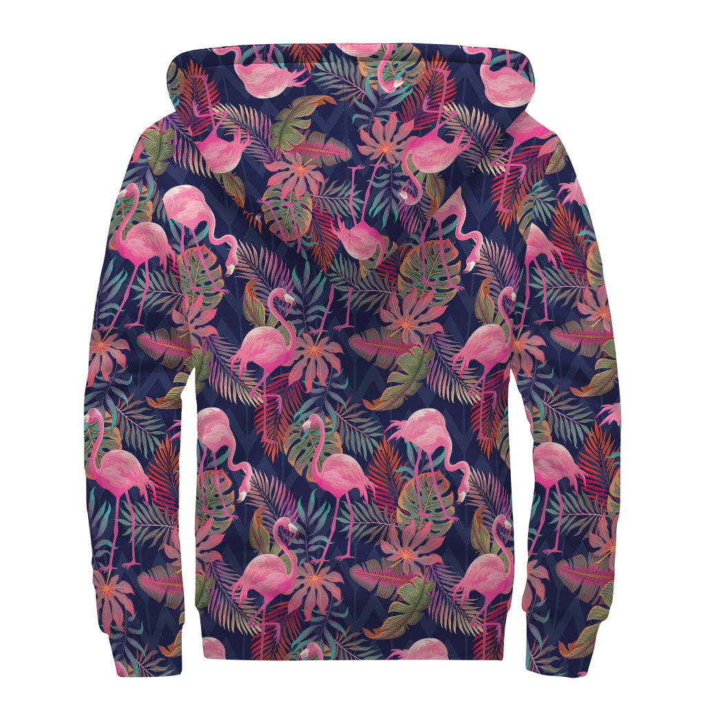 Tropical Flamingo Aloha Sherpa Lined Zip Up Hoodie for Hippie Paradise - 2