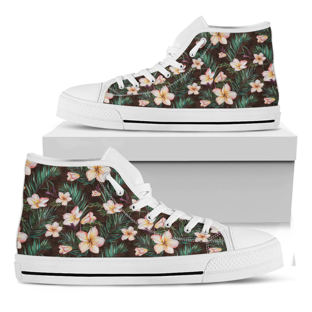 Tropical Frangipani Flower Print High Tops for Hippies - 1