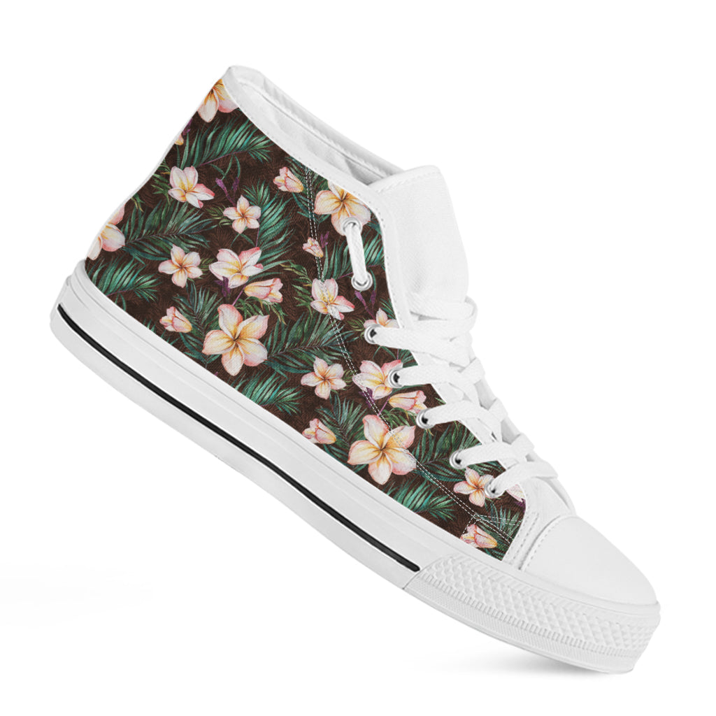 Tropical Frangipani Flower Print High Tops for Hippies - 2