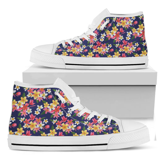 Tropical Chic: Unleash Your Inner Hippie with These Frangipani Print High Tops - 1