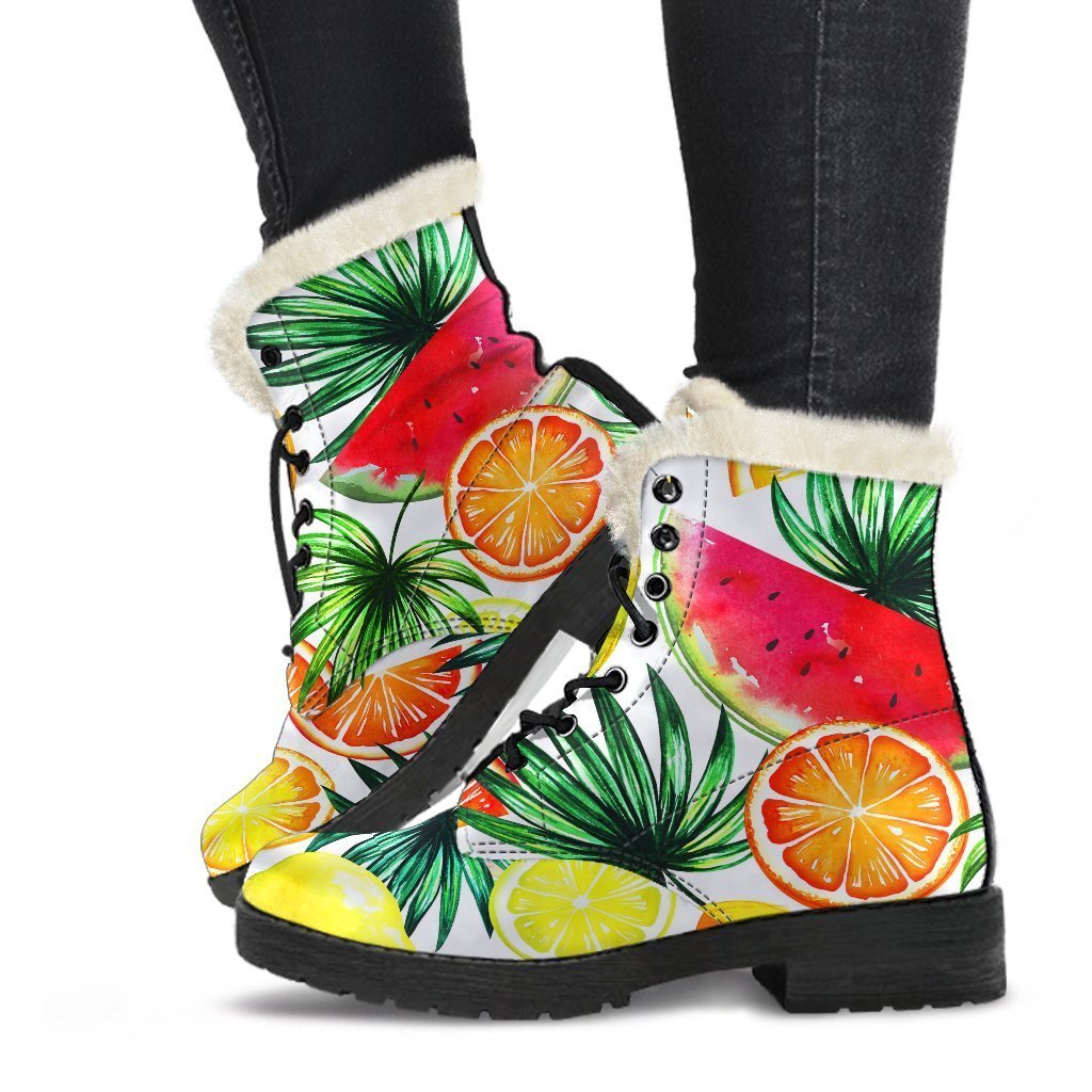 Walk on the Wild Side: Tropical Faux Fur Leather Boots for Hippies - 1