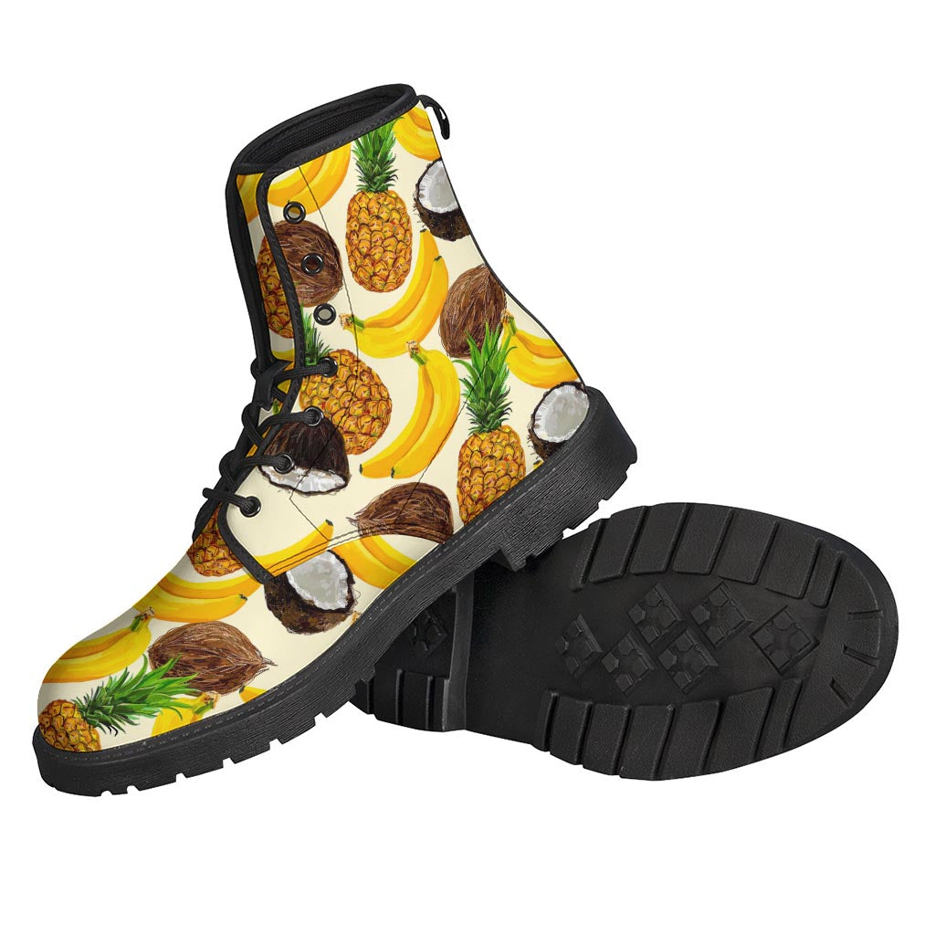 Tropical Fruits Pattern Print Leather Lightweight Boots for the Free-Spirited Hippie - 2