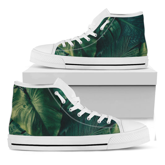 Tropical Green Leaves Print High Top Sneakers: The Perfect Hippie Style! - 1