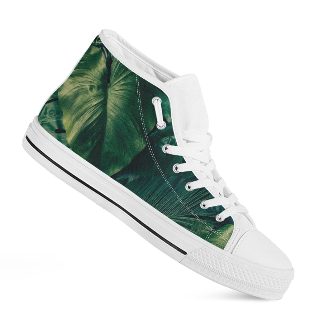 Tropical Green Leaves Print High Top Sneakers: The Perfect Hippie Style! - 2