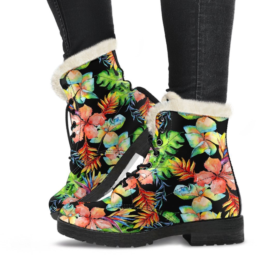 Tropical Dreamin' Faux Fur Leather Boots for the Hippie Soul - 1