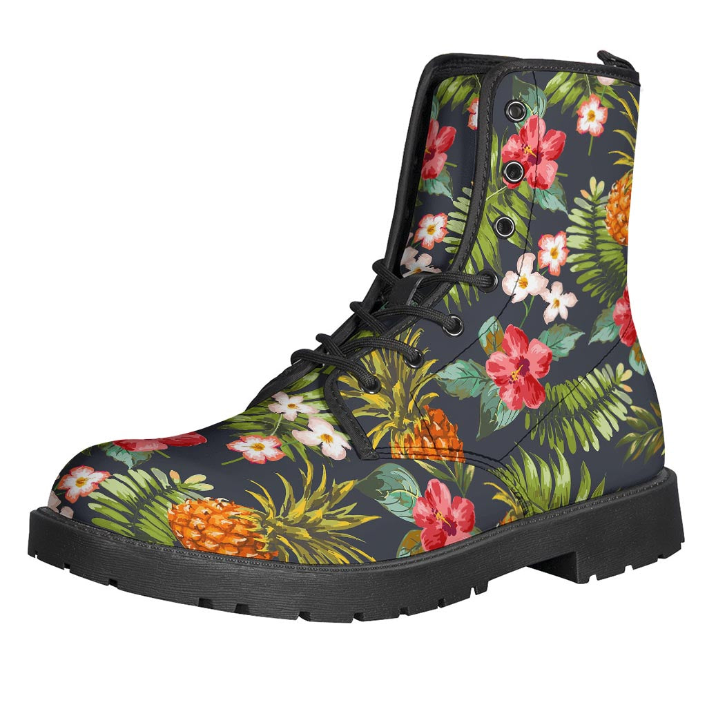 Tropical Vibes: Hippies Leather Lightweight Boots with Pineapple Prints - 1